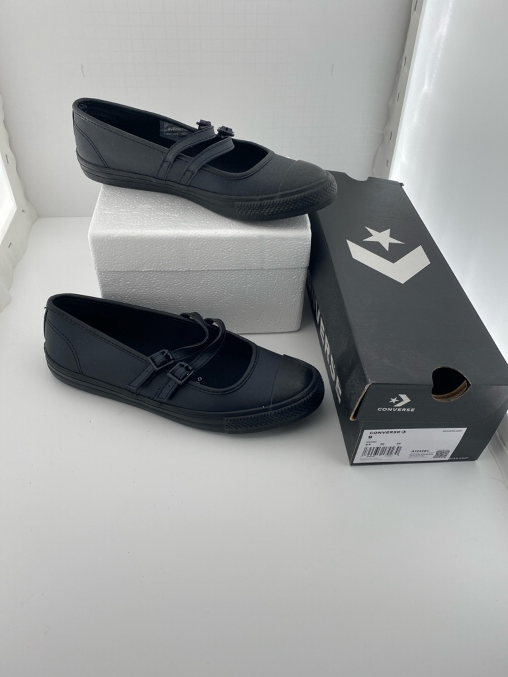 Converse Black Double-Strap Mary Jane Sneakers